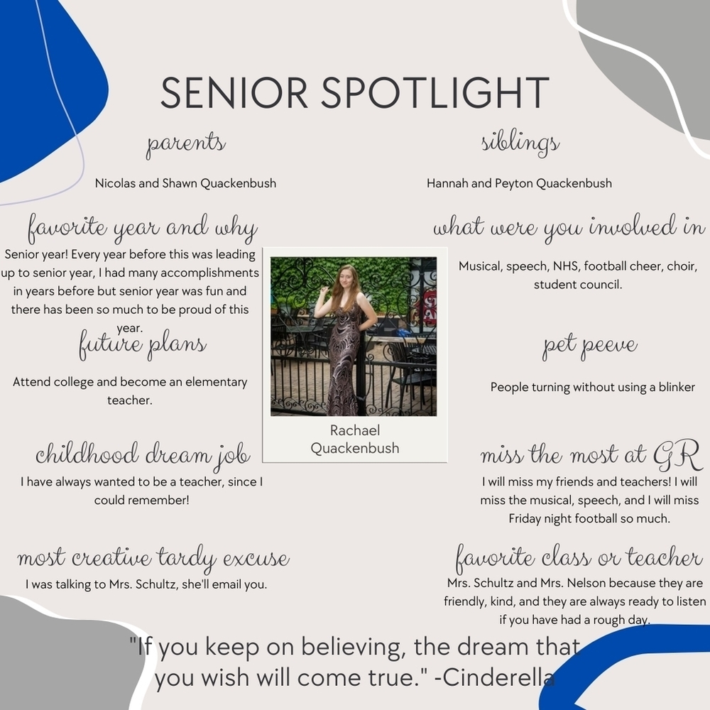 Senior Spotlight - Rachel Quackenbush