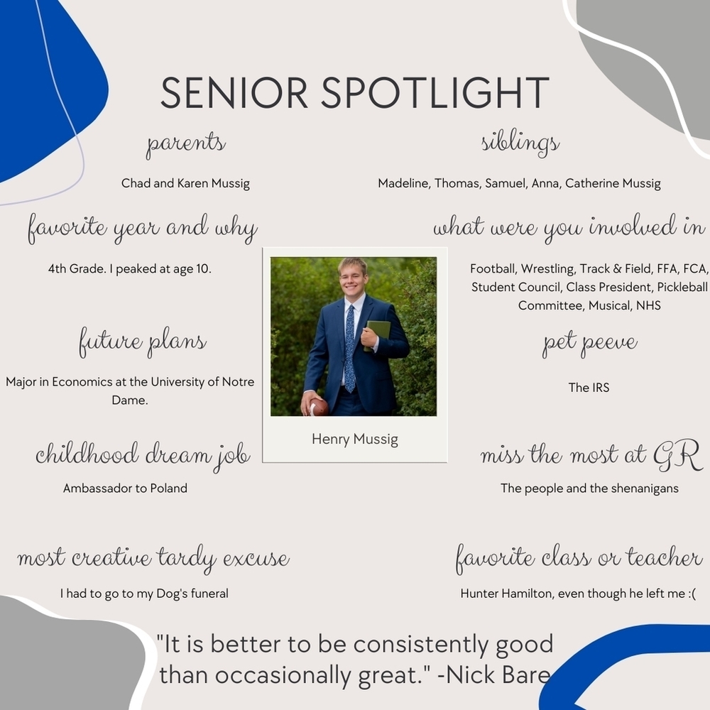 Senior Spotlight - Henry Mussig