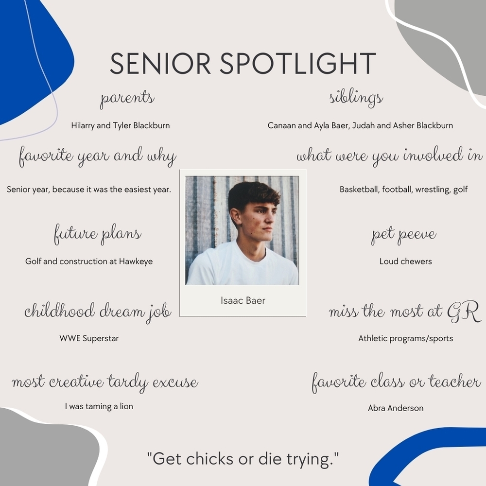 Senior Spotlight. - Isaac Baer
